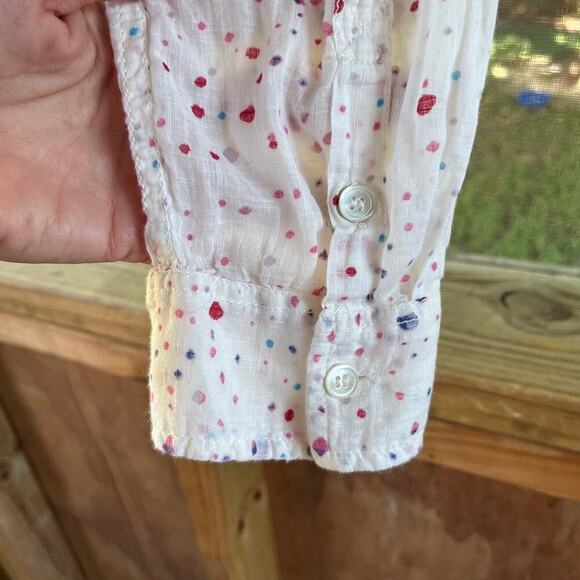 Anthropologie Meadow Rue White And Red Confetti Button Down Shirt Size 6 - Picture 8 of 11